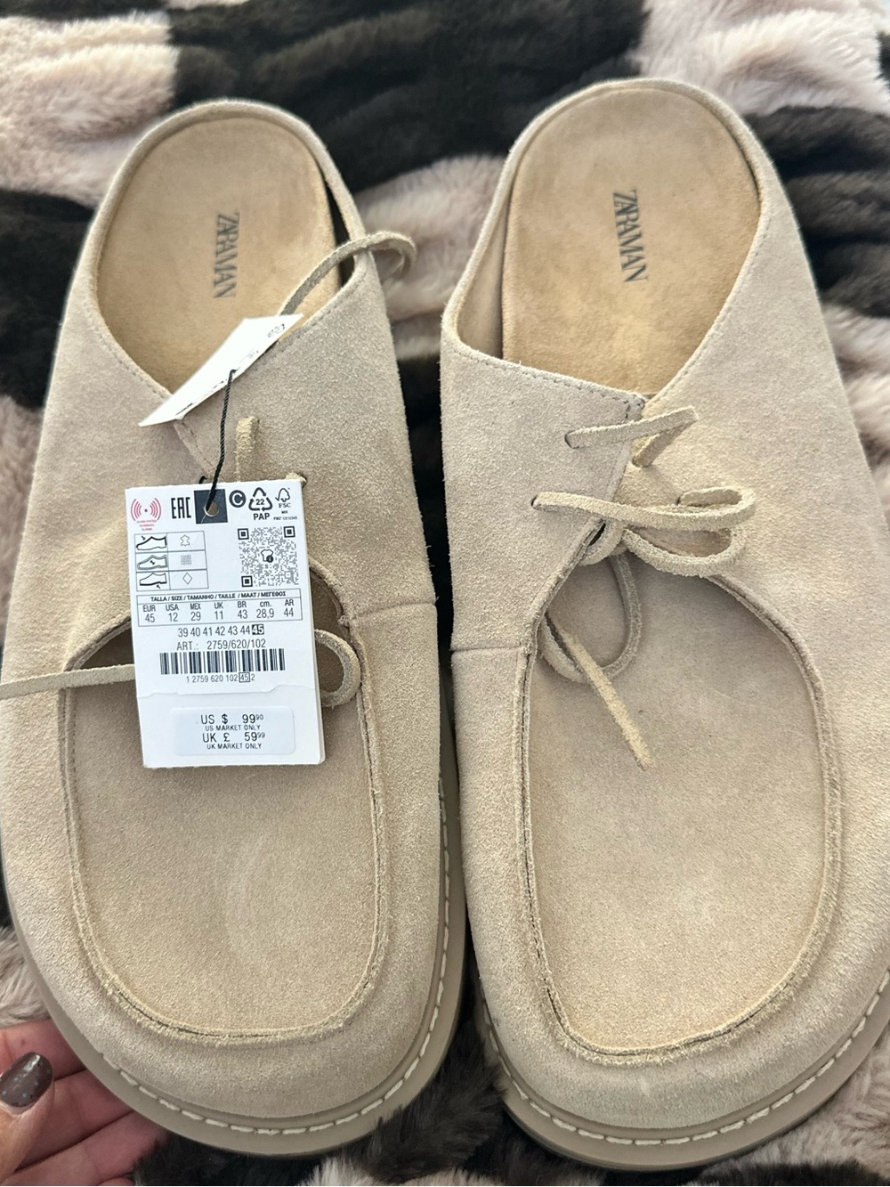 Zara Leather Clogs in Beige